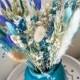 Blue Turquoise Dried Flowers bundle bouquet, Bridal Lavender Bouquet, Dried centerpiece
