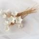 Bridal floral hairpins Wedding white hair piece Bridal flowers hair piece Flower hair pins Rustic hair piece