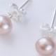 small pink pearl studs - blush pink freshwater pearl sterling silver 5mm stud earrings