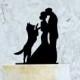 Bride and Groom Silhouette Wedding Cake Topper with Dog, Wedding Cake Topper with German Shepherd, Cake Topper win Dog, Pet Wedding