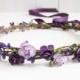 Plum Floral Crown, Two Flower Color Headband, Purple Floral Crown, Lavender Wedding Headband, Bridesmaid Flower Crown, Flower Girls Headband