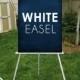White Easel . Wedding sign solid wood floor stand . Display lightweight Foam Board, Canvas, Wood, Acrylic signs up to 24" x 36" and 8lbs