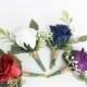 Boutonniere-Rustic Wedding prom homecoming Silk Flowers Rosebud Eucalyptus Fern Buttonhole baby breath burlap stem