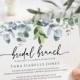 Eucalyptus Bridal Brunch Invitation, Instant Download, Printable Bridal Brunch Invite, Editable Landscape Invitation Greenery, Templett, C40