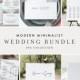 Modern Minimalist Wedding Bundle, Wedding Essential Templates, Simple Invitation Suite, 100% Editable, Instant Download, Templett 096-BUNDLE
