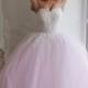 Full wedding dress with pink by Svetlana Nikitina Pink wedding dress Lace wedding dress Princess wedding dress Ball bridal gown Sequins