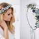 Flower Crown Baby's Breath, Bridal headpiece,Hair Wreath,Fairy Crown,Wedding Hair Accessories Headband in white, ivory, baby blue, navy blue