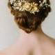 OCTAVIA romantic floral bridal headpiece, bohemian wedding comb, boho gold hair accessory with pearls, moonstone, crystals
