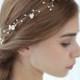 Boho hair wire, rose, bridal hair accessories, silver, real porcelain blossom slack, wedding hair vine, gift tip, communion,