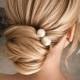 Pearl hair pins set of 5, Bridal ivory bobby hair pins, Wedding pearl headpiece, Large Pearls hair accessories, Gold hair pins
