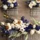 Custom Dried Flower Comb Wildflowers Grasses Daisies Rice Oats Dried Flower Wedding Hair Comb