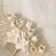FREE SHIPPING -  Handmade Porcelain Faith Floral Bridal Hair Comb - Delicate Wedding Hair Comb, Wedding Flowers, Bridal Hair Accessories