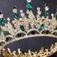 Emerald Crystal Wedding Crown//Gold Bridal Crown//Emerald Wedding Tiara//Gold Bridal Tiara//Emerald Girls Birthday Party Crown