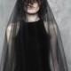 Black Goth bridal veil / Black Wedding Veil / sheer drop black veil / soft tulle black Cathedral veil / Alternative veil / mourning veil