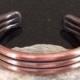 Men's Copper Bracelet - BR002P Triple Bar Patina Copper Bracelet With Hammered Ends - 7th Anniversary Gift - Handcrafted by JW