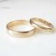 Wedding Bands His and Hers, Matching Wedding Rings 14k Gold Fill, Rustic Hammered Couples Engagement Rings Unixex, 4.5mm & 3.5mm