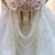 Custom BROOCH BOUQUET, Cascade Style Jeweled Wedding Bouquet, Bridal Brooch Bouquet, Handmade Silk Wedding Bouquet, can customize