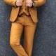 Men Suits Mustard Wedding Suit, 3 Piece Groom Wear One Button Slim Fit Suits,