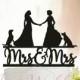 Lesbian cake topper with two dogs,Lesbian with dogs,Lesbian wedding cake topper,mrs and mrs cake topper,lesbian dogs,dogs cake topper A026