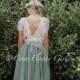 Beautiful Bohemian Butterfly Inspired High Low Flower Girl Dress - Bridal Wedding Occasion Dress - Sage Green