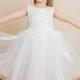 White Tulle flower girl Dress embellished with sparkling sequin floral  First communion dress