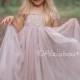 Full Length Taupe Tulle Lace Party Flower Girl Dress