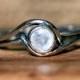 White gold moonstone engagement ring, rainbow moonstone ring, minimalist moonstone ring, natural moonstone, bezel ring mini pirouette custom