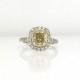 18KT White & Yellow Gold Fancy Yellow Uncut Diamond Halo Engagement Ring