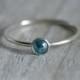 Blue Diamond Engagement Ring, Rose Cut Diamond Solitaire, Small Diamond Ring, 0.20ct Diamond Wedding Gift