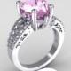 Modern Vintage 14K White Gold 3.0 Carat Heart Light Pink Sapphire Diamond Solitaire Ring R134-14KWGDLPS