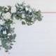 Wedding Ceremony Flowers,  Floral Arrangement, White and Green,  Eucalyptus Greenery,  Wedding Decor,  Backdrop & Welcome Sign Flowers