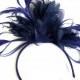 Caprilite Navy Blue Fascinator on Headband AliceBand UK Wedding Ascot Races Loop