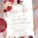 DIY Rose Gold We Do Wedding Invitation Template. Burgundy Floral Watercolor Printable Wedding Invite Set. DIY PDF Instant Download VRD137AWR