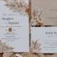 Muted floral pampas grass wedding invitation template, dusty orange toffee roses wedding invitation suite, neutral earth tones desert #143-5