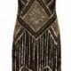 PETITE Length UK20 US16 AUS20 Black Gold Vintage inspired 1920s Flapper Great Gatsby Charleston Sequin Downton Abbey Wedding Dress Hand Made