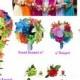 Rainbow colorful keepsake wedding flowers - build your wedding package bouquet corsage boutonniere red purple green yellow green
