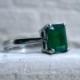 Gorgeous Vintage Platinum Solitaire Natural Emerald Engagement Ring - 3.00ct.