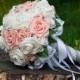 Bridal Artificial Wedding Bouquets Pink White Roses Bouquet