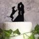 Silhouette Wedding Cake Topper with Hungarian Vizsla Dog, Pet Wedding Decor, Acrylic Cake Decoration, Bride Groom and Dog Cake Topper