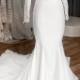 Minimalist bridal style with long sleeves/ Crepe mermaid wedding dress