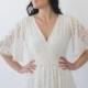 Bestseller Butterfly Sleeves Boho Ivory wedding dress with pockets #1267