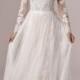 Lace Design Long Sleeve Floor Length Bridal Gown, Floor Length Wedding Dress