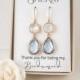 Long Light Blue Bridesmaid Earrings - Dusty Blue Earrings - White Opal Teardrop Earrings - Bridesmaid Jewelry - Blue Wedding Jewelry