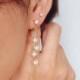 CZ Long Drop  Earrings. Threader earrings. Gold Chain Earrings.  Dangle Earrings. Bridal Earrings. Crystal Rhinestones Drop Earrings. Stud