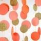 Orange Party, Paper Garland in Orange, Coral, Tangerine and Gold, Double-Sided, Bridal Shower, Party Decorations, Birthday Decoration