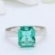 Solitaire Emerald Cut 2.00ct Paraiba Tourmaline Vintage Wedding Engagement Ring 925 Sterling Silver Bridal Ring
