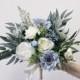 Wedding bouquet, Dusty Blue Bouquet, Bridal Bouquet, Blue Wedding Bouquet, Eucalyptus Bouquet
