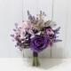 Shades of Purple Maid of Honour Bouquet, Purple Rose Bridesmaid Bouquet, Pale Purple Hydrangea Wedding Bouquet, Purple Rose Floral Bouquet