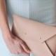 Nude leather clutch bag / Nude envelope clutch / Leather bag available with wrist strap / Wedding clutch / Bridesmaid gift / MEDIUM SIZE