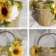 Rustic Flower Girl Basket/ Ivory Flower Girl Basket/Flower Girl Basket and Ring Bearer Set